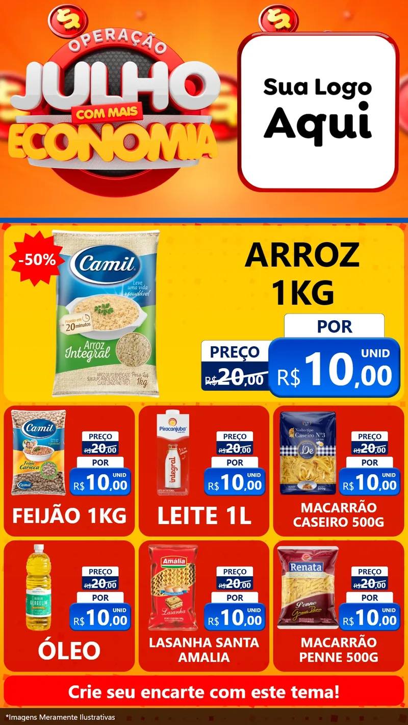 Modelo de Rede Social para Stories com o tema Operação Julho Com Mais Economia para Supermercado