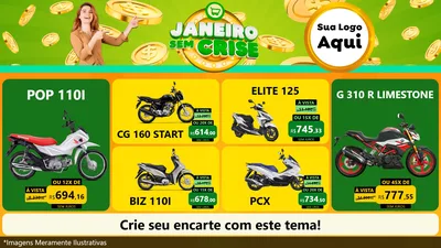 Modelo de TV para TV Horizontal com o tema Janeiro Sem Crise para Concessionaria de Motos