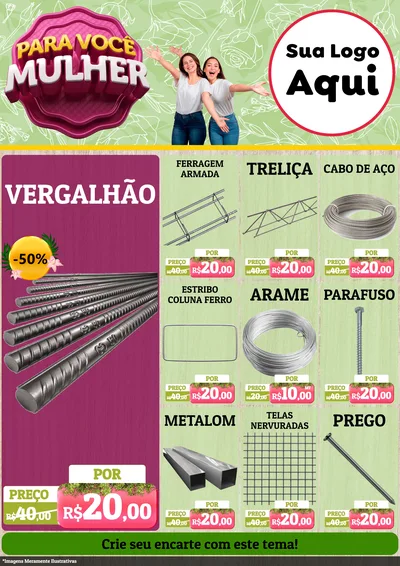 Modelo de Encarte para Encarte A4 Vertical com o tema Para Você Mulher para Ferragens