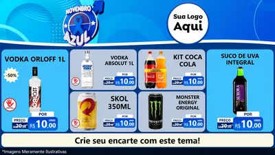 Modelo de TV para TV Horizontal com o tema Novembro Azul para Distribuidora de bebidas