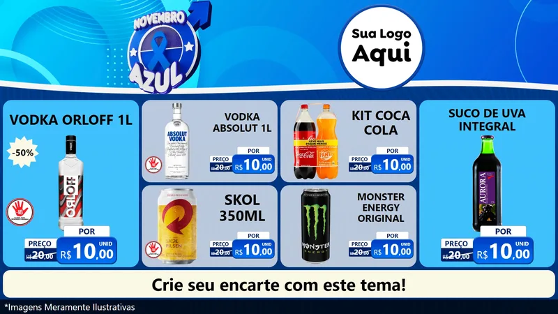 Modelo de TV para TV Horizontal com o tema Novembro Azul para Distribuidora de bebidas
