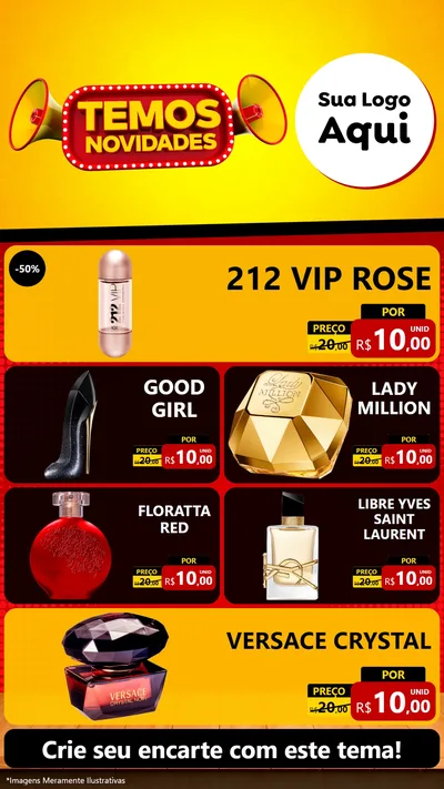 Modelo de TV para TV Vertical com o tema Temos Novidades para Perfumes