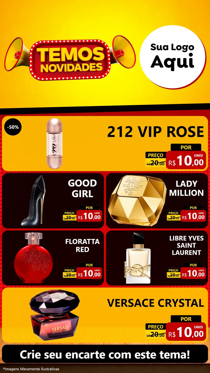 Modelo de TV para TV Vertical com o tema Temos Novidades para Perfumes