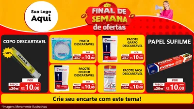 Modelo de TV para TV Horizontal com o tema Final de Semana de Ofertas para Embalagens
