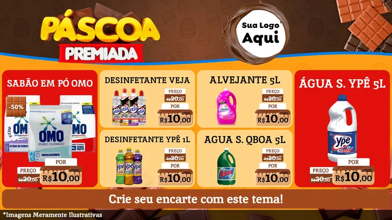 Modelo de TV para TV Horizontal com o tema Páscoa Premiada para Produtos de Limpeza