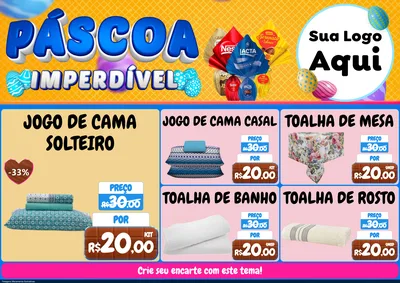 Modelo de Encarte para Encarte A4 Horizontal com o tema Páscoa Imperdível para Cama, Mesa e Banho