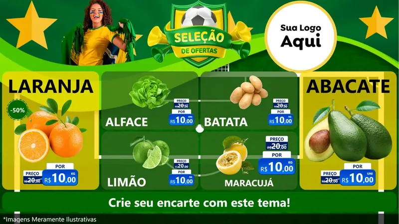Modelo de TV para TV Horizontal com o tema Seleção de Ofertas - Copa para Hortifrúti