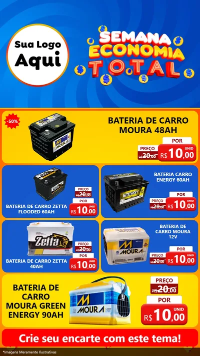 Modelo de TV para TV Vertical com o tema Semana Economia Total para Baterias Elétricas