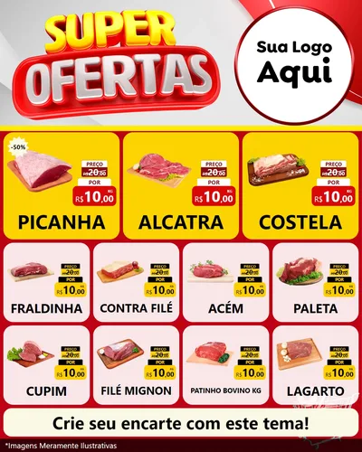 Modelo de Rede Social para Feed Instagram com o tema Super Ofertas para Açougue