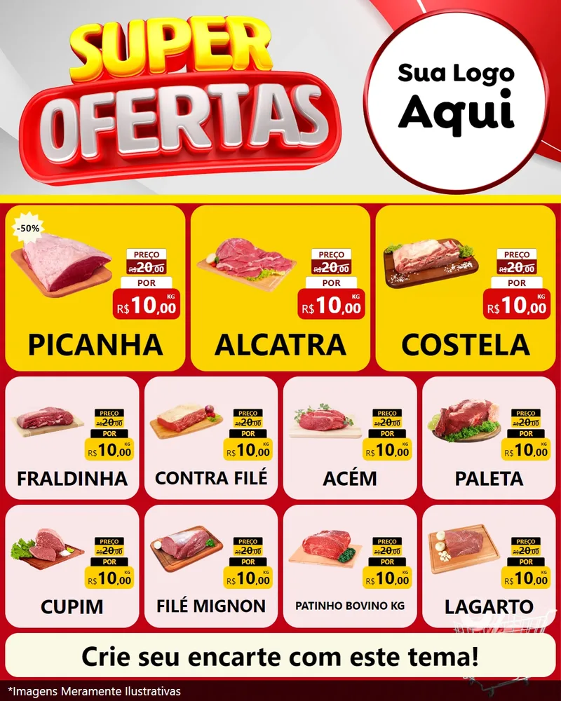 Modelo de Rede Social para Feed Instagram com o tema Super Ofertas para Açougue
