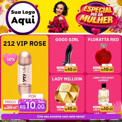 Modelo de Rede Social para Feed Facebook com o tema Especial Dia da Mulher para Perfumes