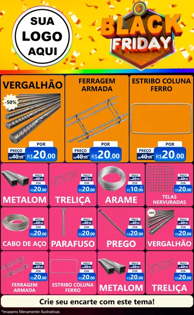 Modelo de Encarte para Encarte Grande com o tema Black Friday para Ferragens