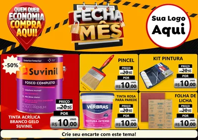 Modelo de Encarte para Encarte A4 Horizontal com o tema Fecha Mês para Tintas e Ferramentas
