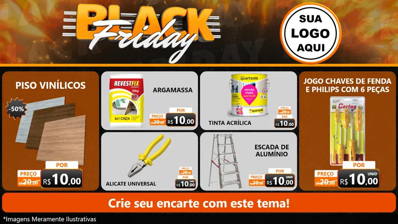 Modelo de TV para TV Horizontal com o tema Black Friday para Material para Construção