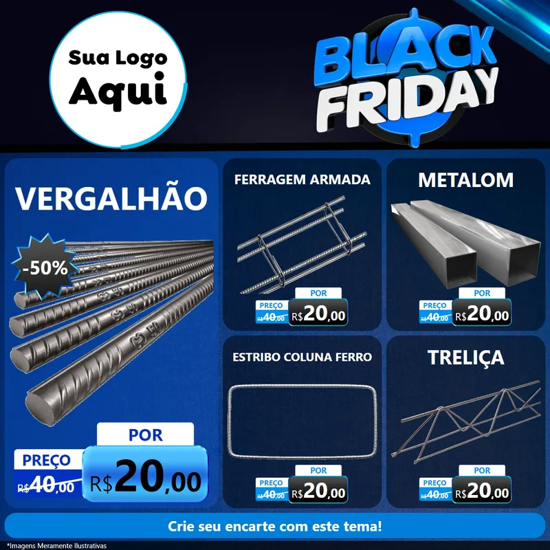 Modelo de Rede Social para Feed Facebook com o tema Black Friday para Ferragens