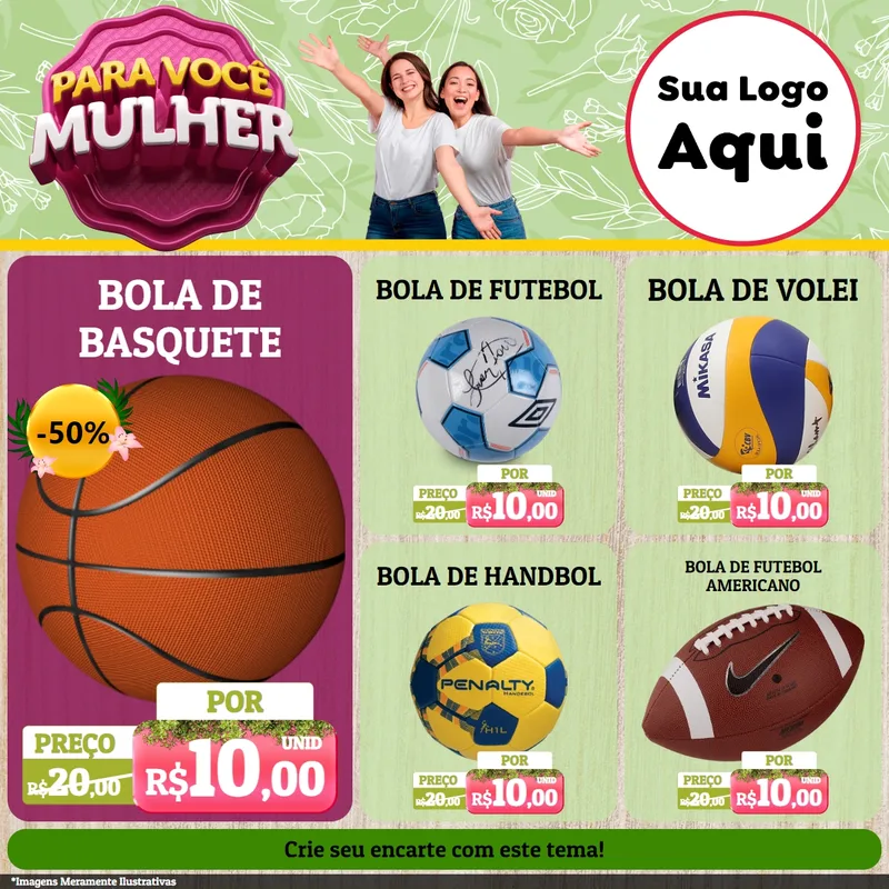 Modelo de Rede Social para Feed Facebook com o tema Para Você Mulher para Artigos Esportivos