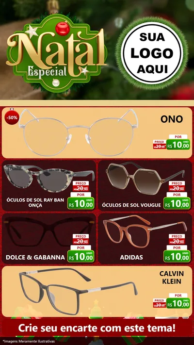 Modelo de TV para TV Vertical com o tema Natal Especial para Óticas