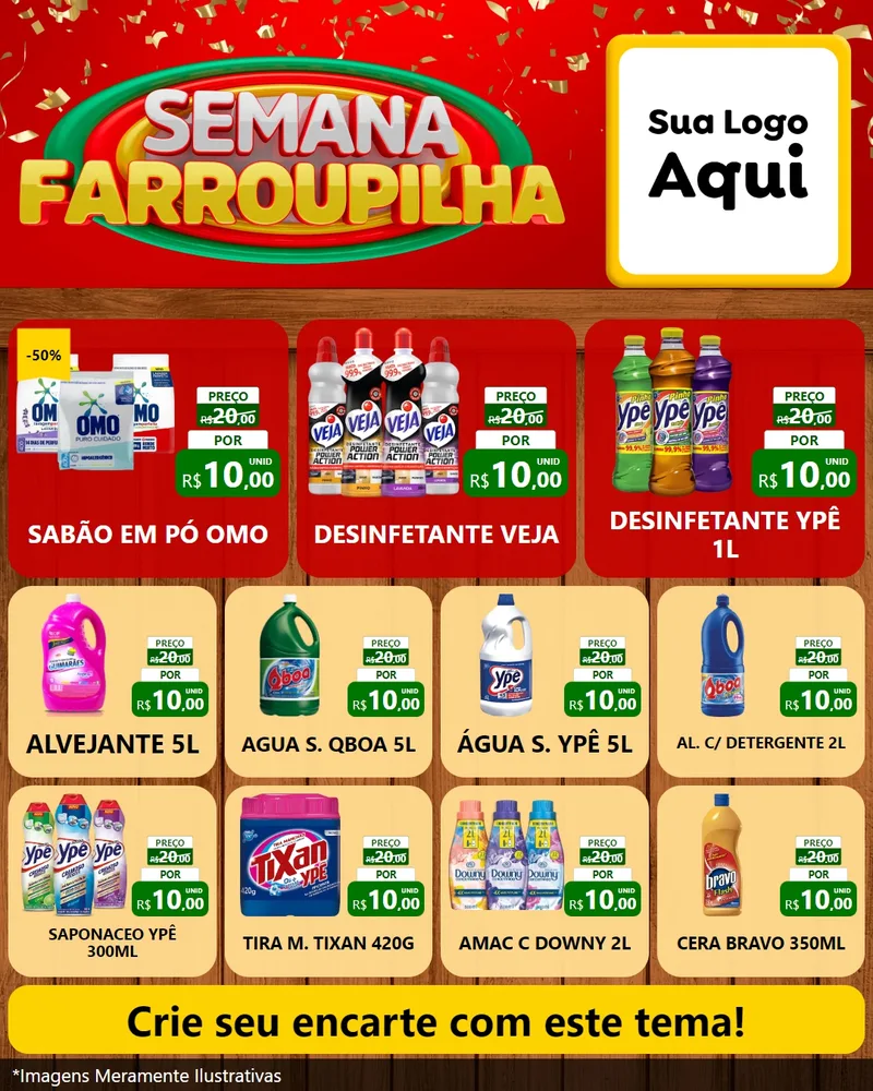 Modelo de Rede Social para Feed Instagram com o tema Semana Farroupilha para Produtos de Limpeza