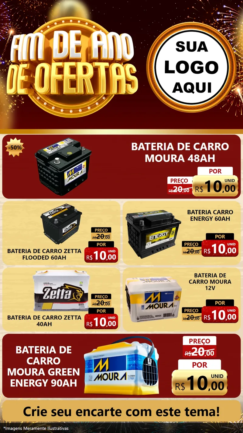 Modelo de TV para TV Vertical com o tema Fim de Ano de Ofertas para Baterias Elétricas