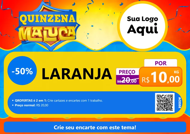 Modelo de Cartaz para Cartaz A4 Horizontal com o tema Quinzena Maluca para Hortifrúti