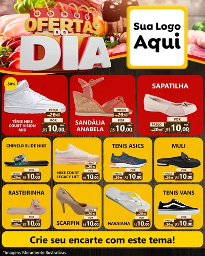 Modelo de Rede Social para Feed Instagram com o tema Ofertas do Dia para Calçados