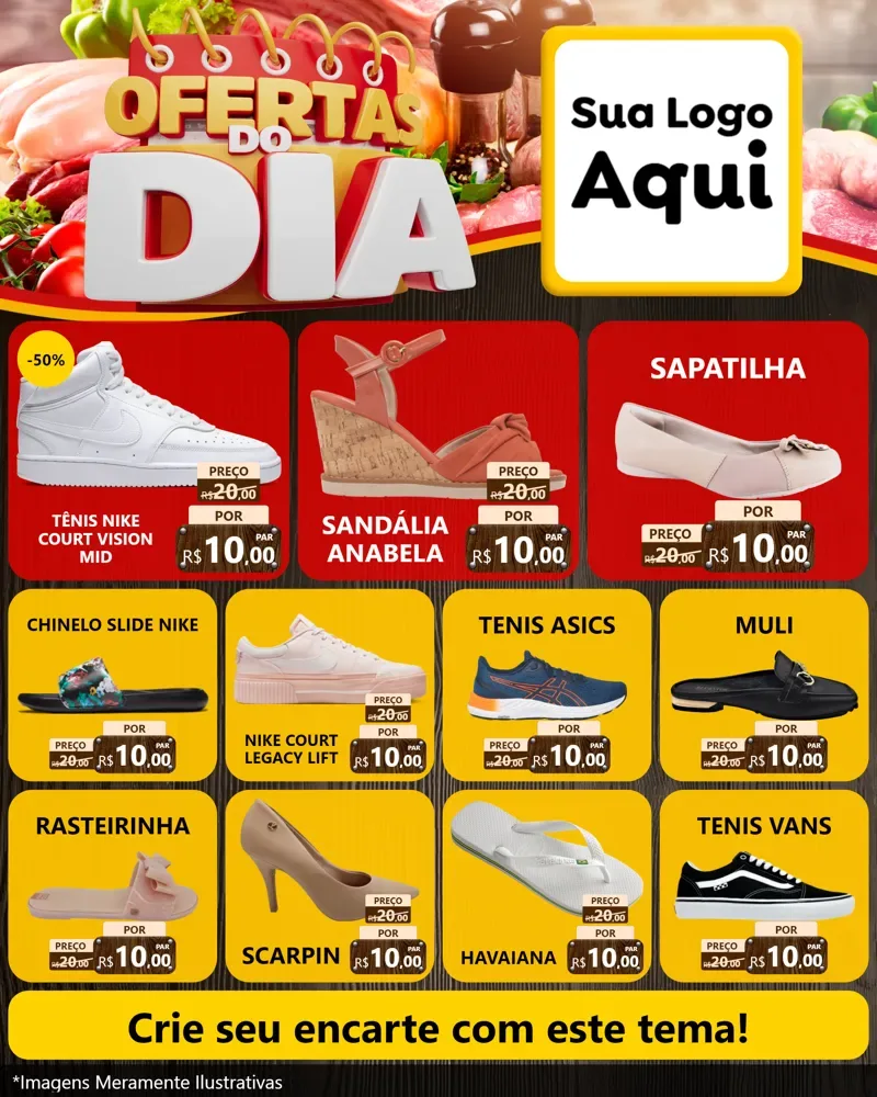 Modelo de Rede Social para Feed Instagram com o tema Ofertas do Dia para Calçados