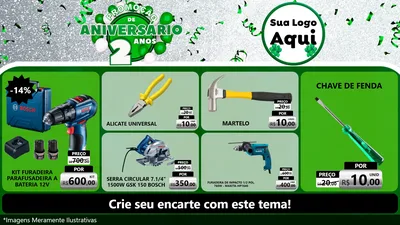 Modelo de TV para TV Horizontal com o tema Promoção de Aniversário - 2 Anos para Maquinas e Ferramentas