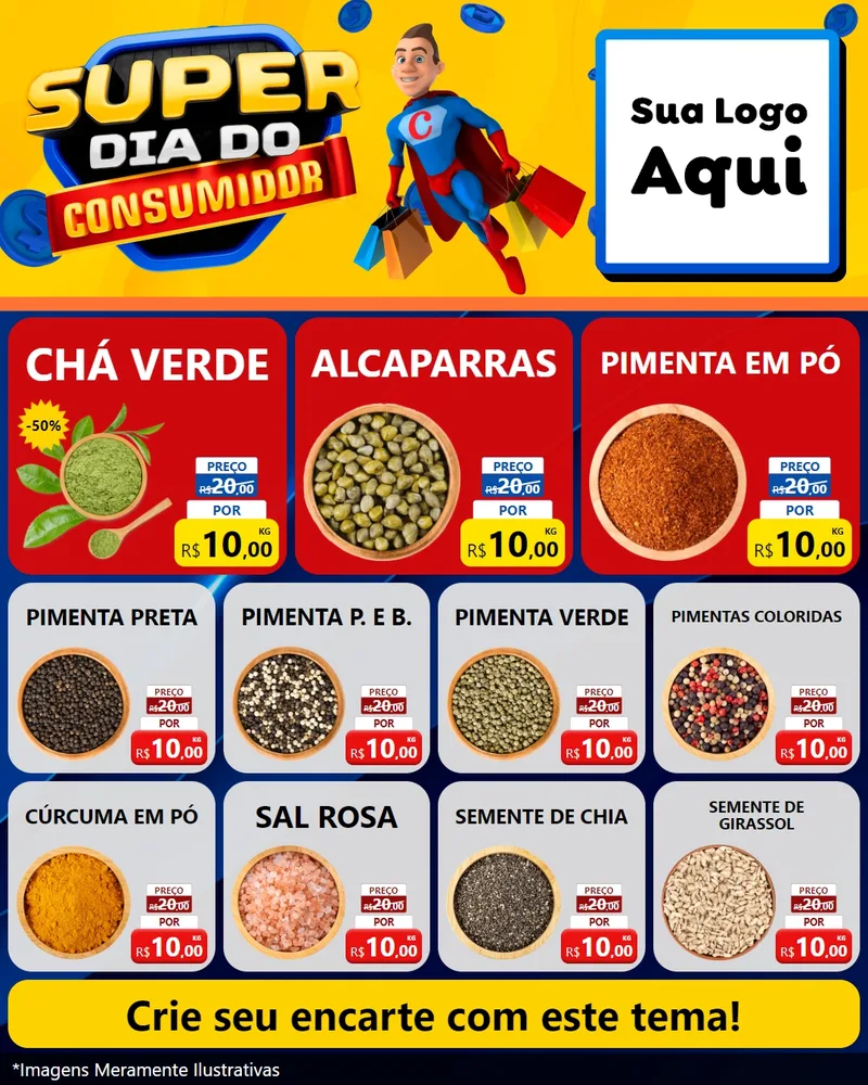 Modelo de Rede Social para Feed Instagram com o tema Super Dia do Consumidor para Produtos Naturais