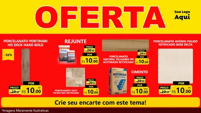 Modelo de TV para TV Horizontal com o tema OFERTA - Vermelho Cartaz para Pisos e revestimentos