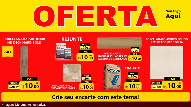 Modelo de TV para TV Horizontal com o tema OFERTA - Vermelho Cartaz para Pisos e revestimentos