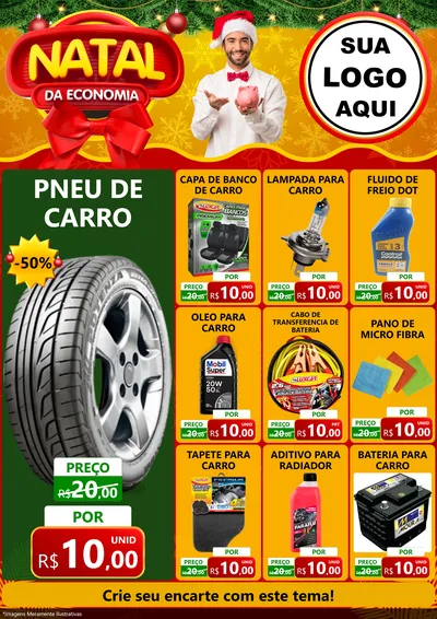 Modelo de Encarte para Encarte A4 Vertical com o tema Natal da Economia para Auto peças