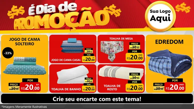 Modelo de TV para TV Horizontal com o tema É Dia De Promoção para Cama, Mesa e Banho