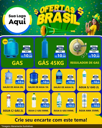 Modelo de Rede Social para Feed Instagram com o tema Ofertas Semana do Brasil para Água e gás