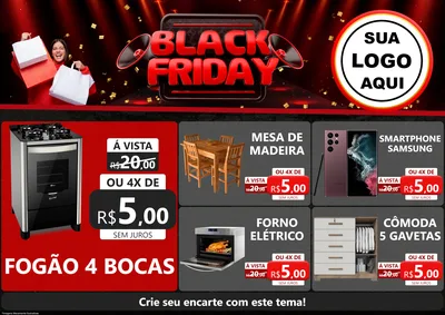 Modelo de Encarte para Encarte A4 Horizontal com o tema Black Friday para Móveis e Eletro