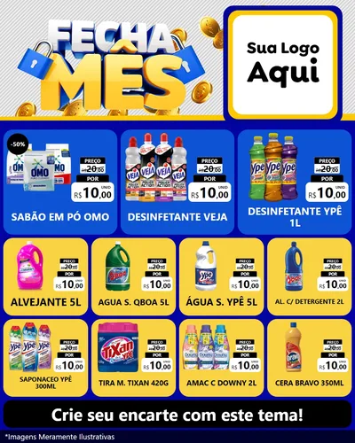 Modelo de Rede Social para Feed Instagram com o tema Fecha Mês para Produtos de Limpeza