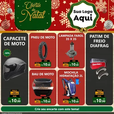 Modelo de Rede Social para Feed Facebook com o tema Natal de Ofertas para Moto peças