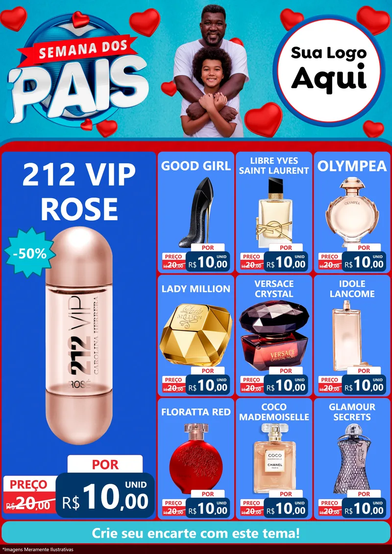 Modelo de Encarte para Encarte A4 Vertical com o tema Semana Dos Pais para Perfumes