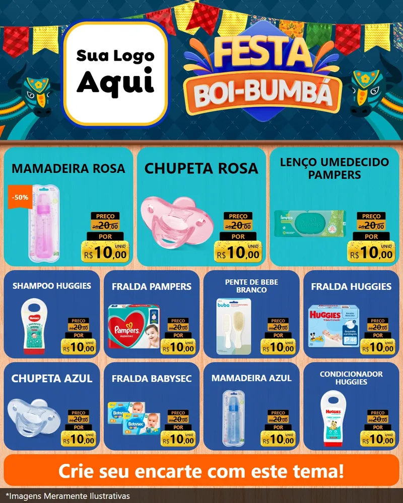 Modelo de Rede Social para Feed Instagram com o tema Festa Boi Bumbá para Bebês