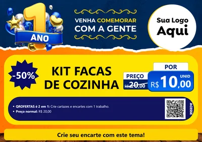 Modelo de Cartaz para Cartaz A4 Horizontal com o tema Um Ano de Aniversário para Utilidades Domésticas