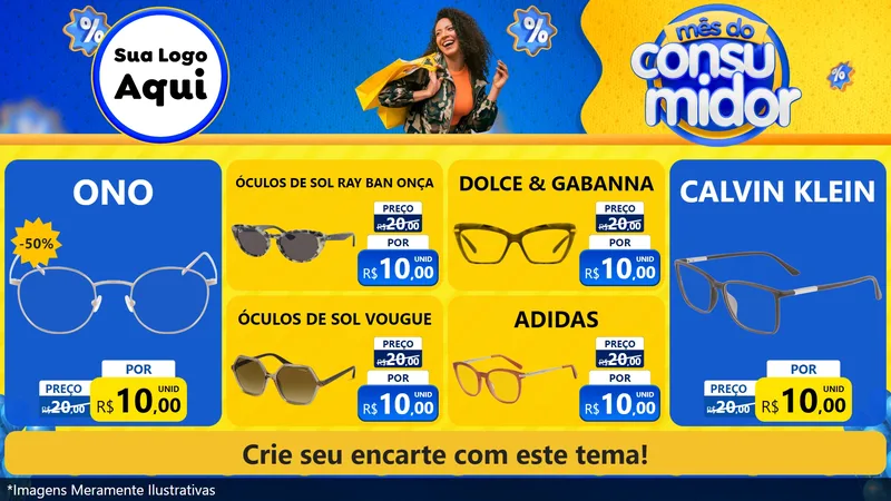 Modelo de TV para TV Horizontal com o tema Mês do Consumidor para Óticas