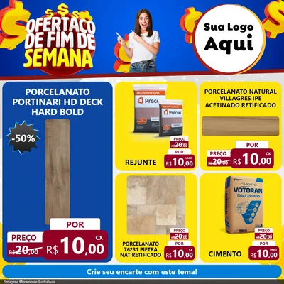 Modelo de Rede Social para Feed Facebook com o tema Ofertaço de Fim de Semana para Pisos e revestimentos