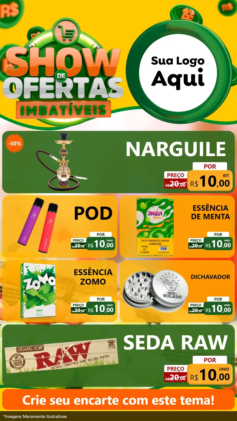Modelo de TV para TV Vertical com o tema Show de Ofertas Imbatíveis para Tabacaria