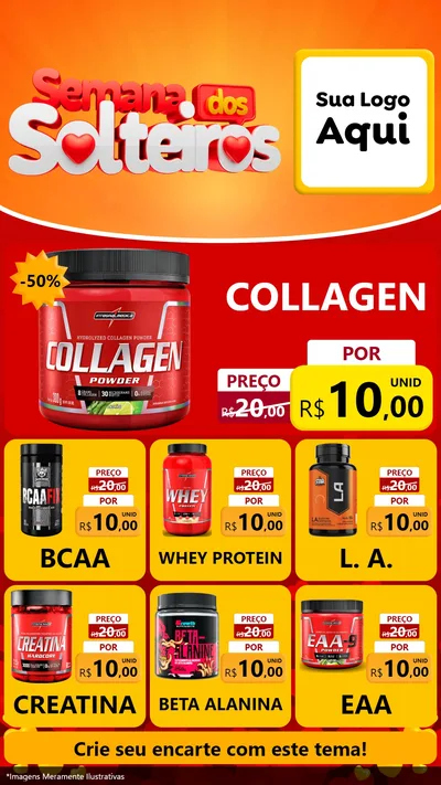 Modelo de Rede Social para Stories com o tema Semana dos Solteiros para Suplementos alimentares