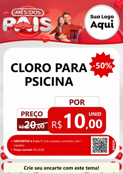 Modelo de Cartaz para Cartaz A4 Vertical com o tema Mês dos Pais para Produtos para Piscina