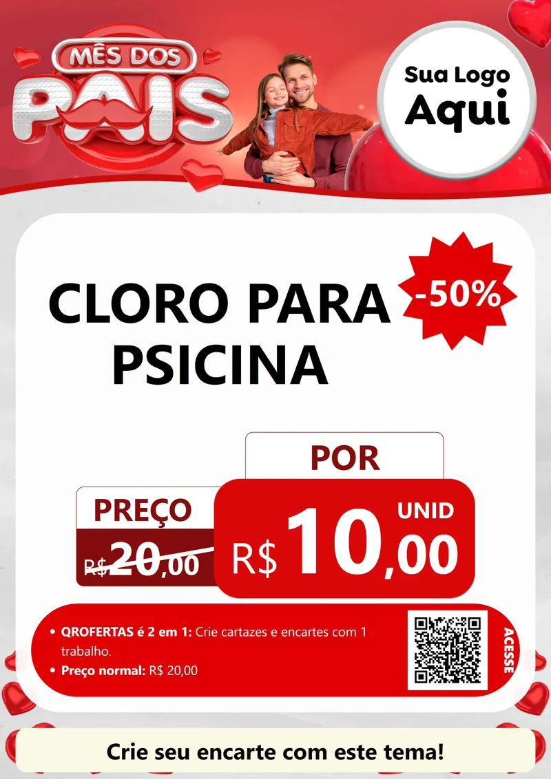 Modelo de Cartaz para Cartaz A4 Vertical com o tema Mês dos Pais para Produtos para Piscina