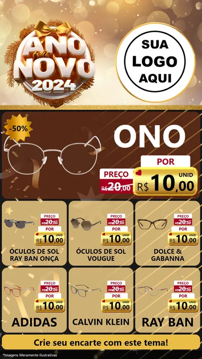 Modelo de Rede Social para Stories com o tema Feliz Ano Novo 2027 para Óticas