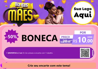 Modelo de Cartaz para Cartaz A4 Horizontal com o tema Dia das Mães para Brinquedos