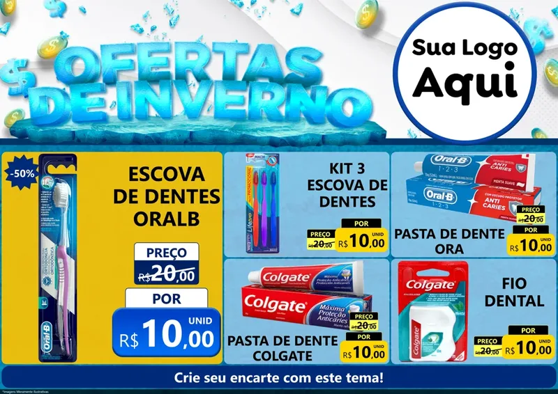 Modelo de Encarte para Encarte A4 Horizontal com o tema Ofertas de Inverno para Higiene Pessoal