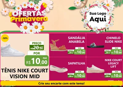 Modelo de Encarte para Encarte A4 Horizontal com o tema Ofertas de Primavera para Calçados