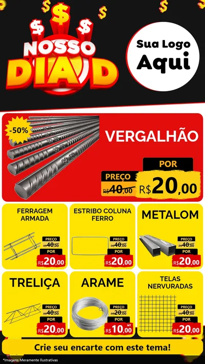 Modelo de Rede Social para Stories com o tema Nosso Dia D para Ferragens